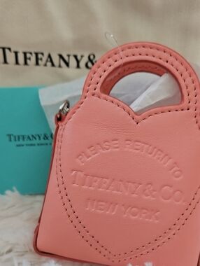 Tiffany & Co Pink Leather Mini Heart Bag Charm Keychain Please Return To Tiffany